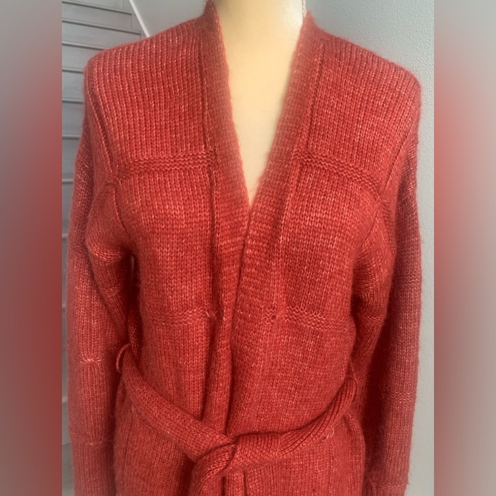 A New Day Rust Orange Knit Cardigan with Belt Sweater - Picture 2 of 7